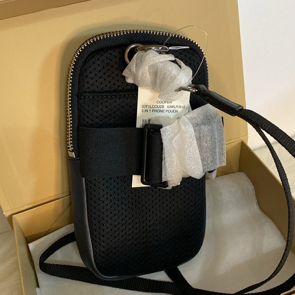 Michael Kors Men’s 3 in 1 Cooper Phone Pouch Blue MK Monogram Canvas - Picture 7 of 10